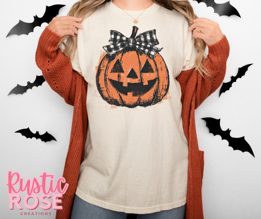 Pumpkin & Checkered Bow