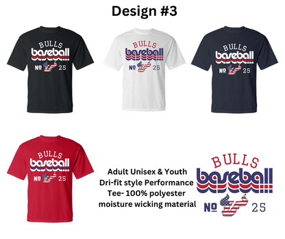 Bulls Baseball Performance Style Tee