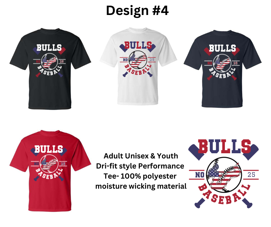 Bulls Baseball Performance Style Tee