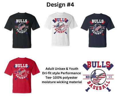 Bulls Baseball Performance Style Tee