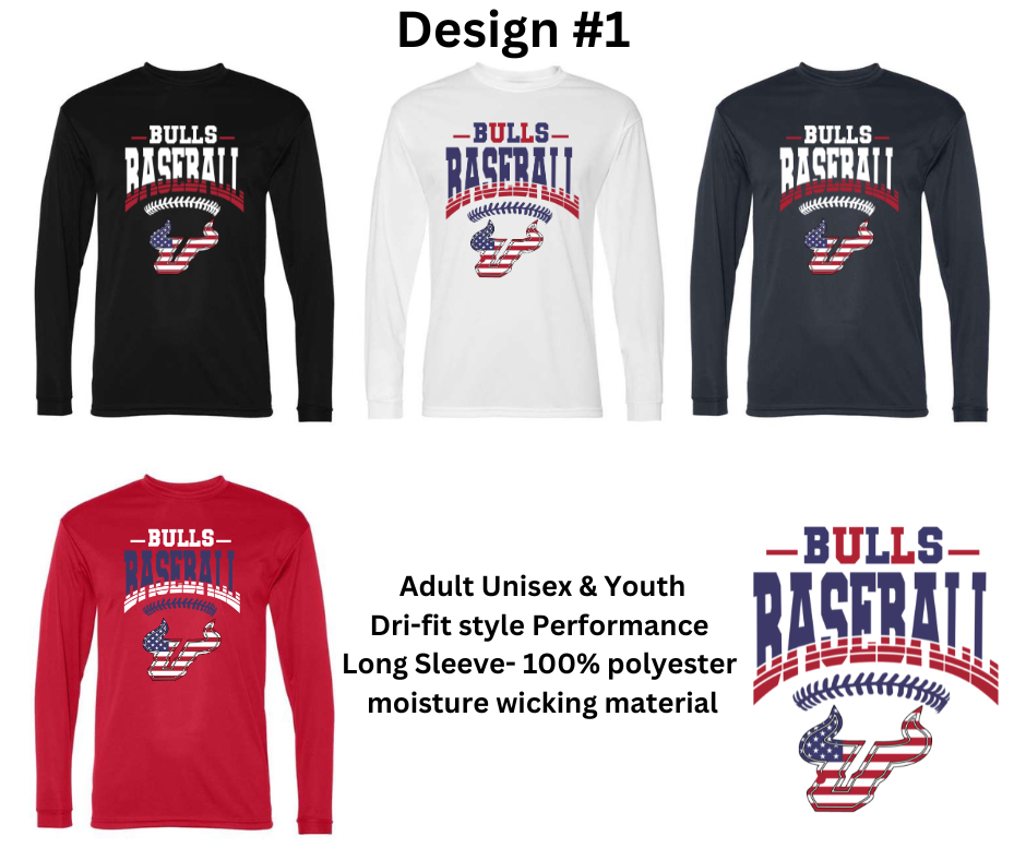 Bulls Baseball Performance Style Long Sleeve