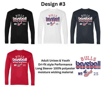 Bulls Baseball Performance Style Long Sleeve