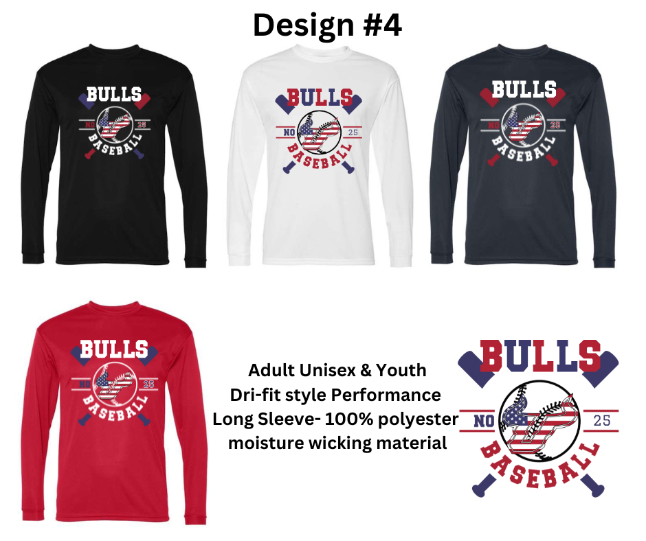 Bulls Baseball Performance Style Long Sleeve