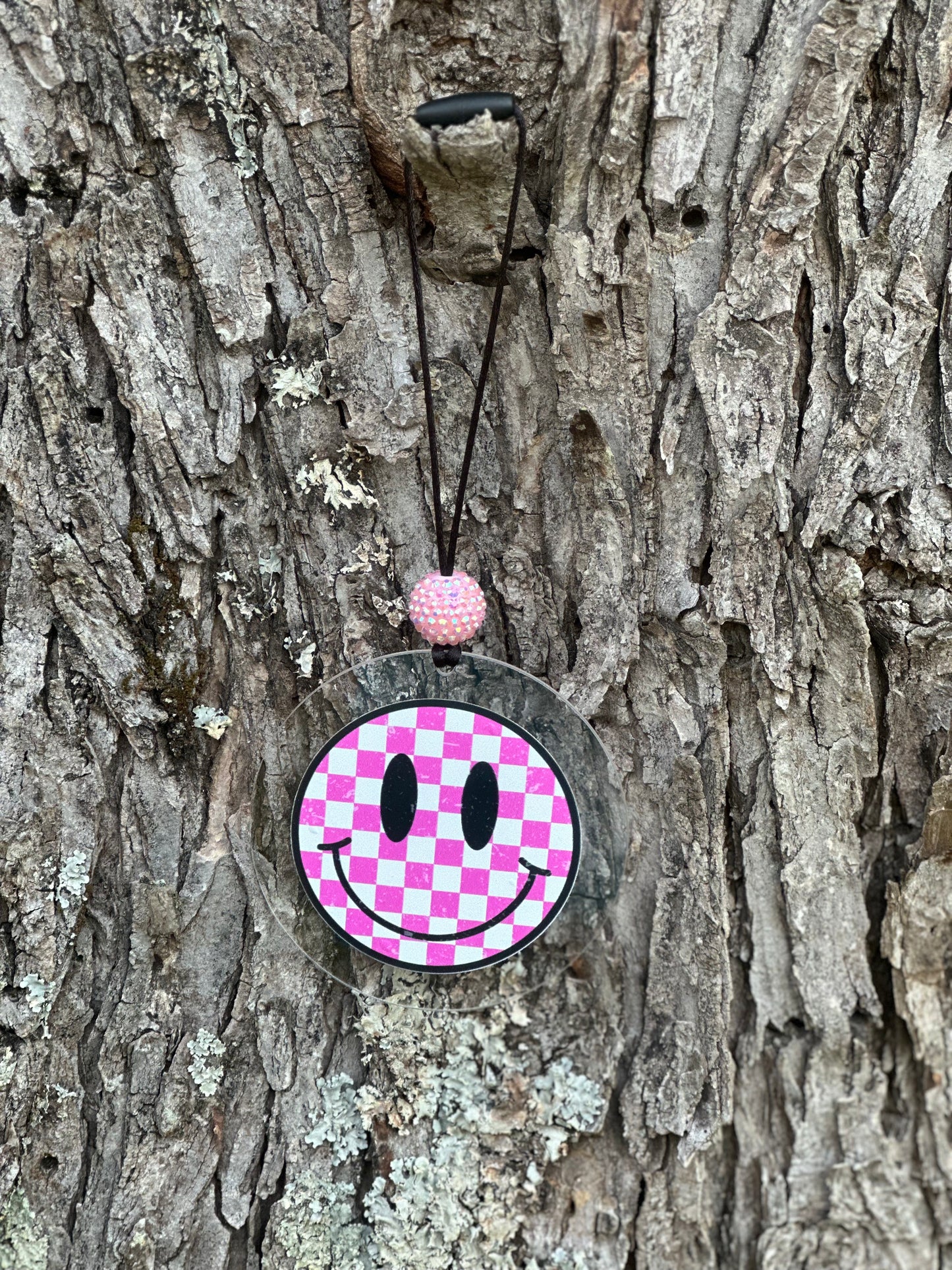 Pink Retro Smiley *Car Charm*