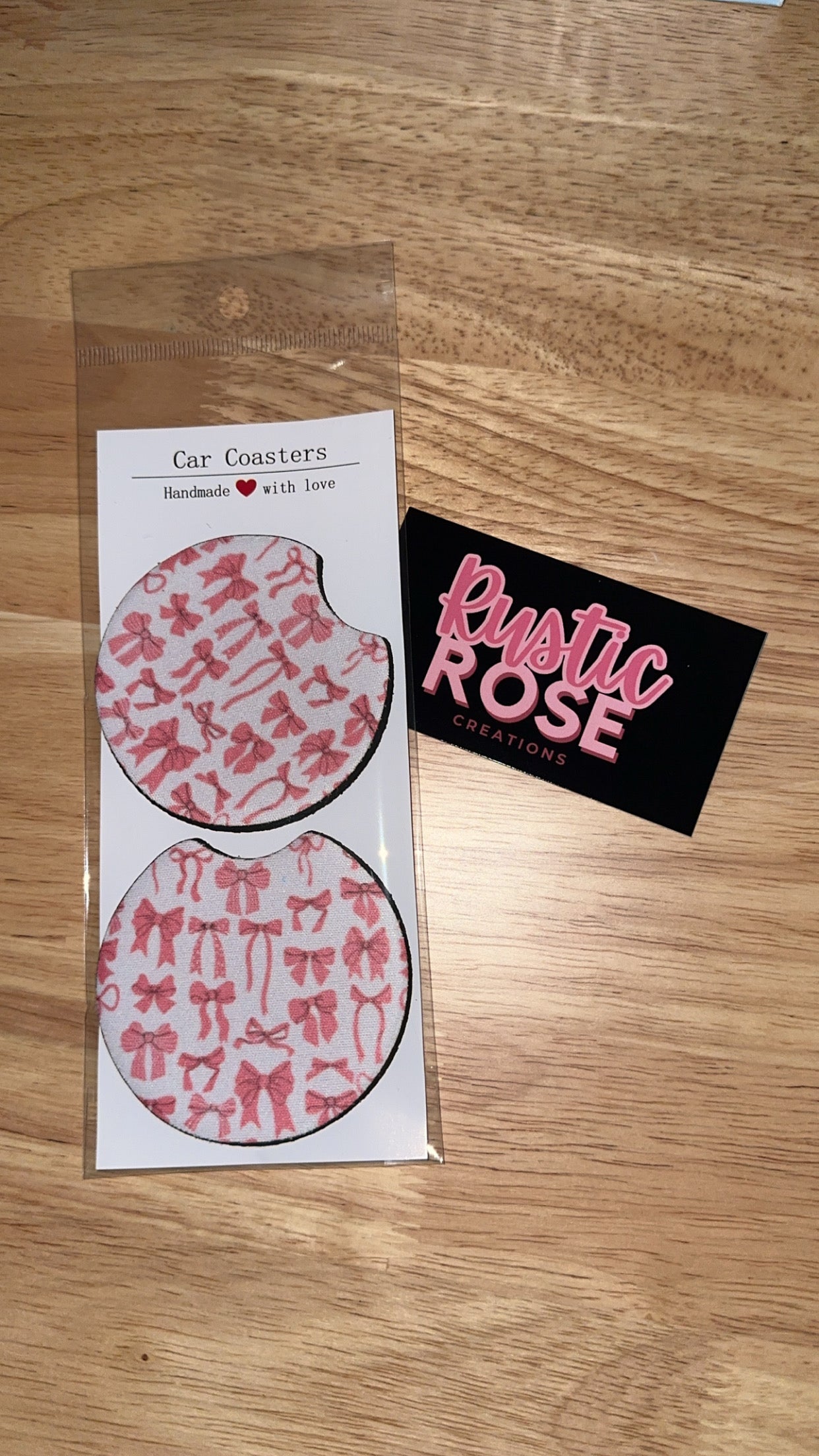 Pink Bows  *Car Coaster*