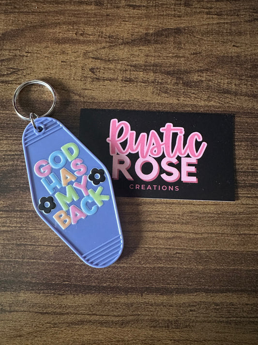 God Has My Back -Motel Keychain