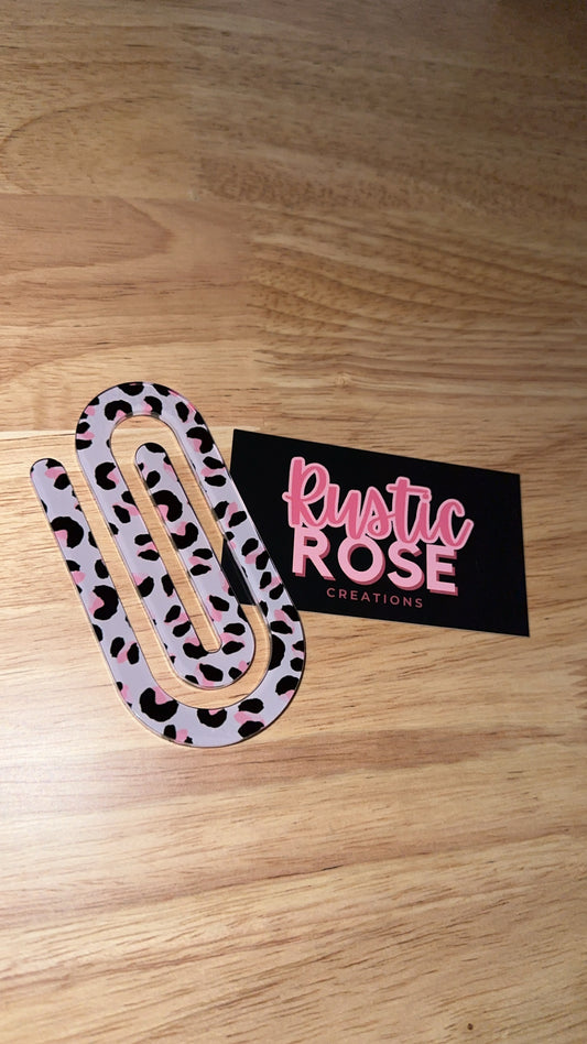 Pink Leopard Jumbo Paperclip