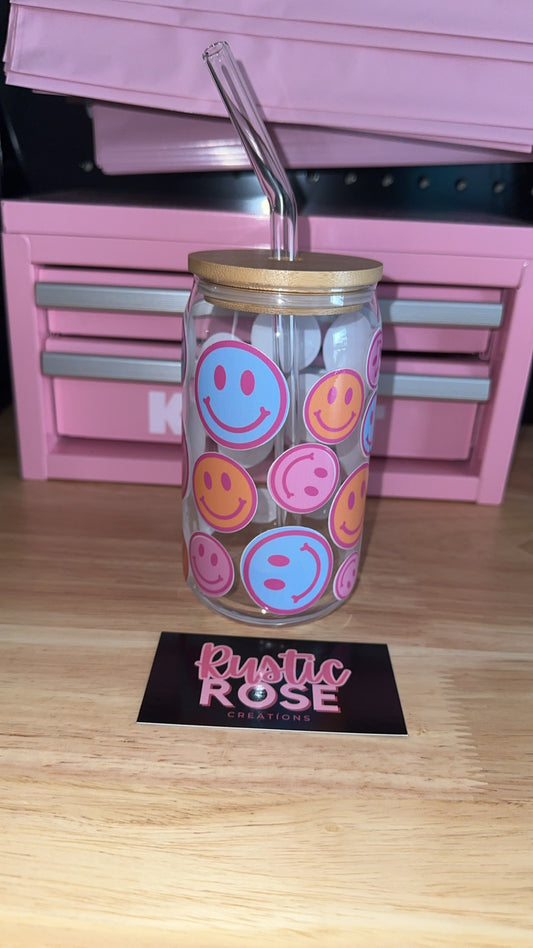 Smiley 16 oz Glass