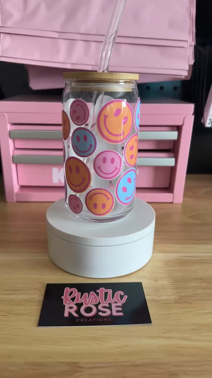Smiley 16 oz Glass